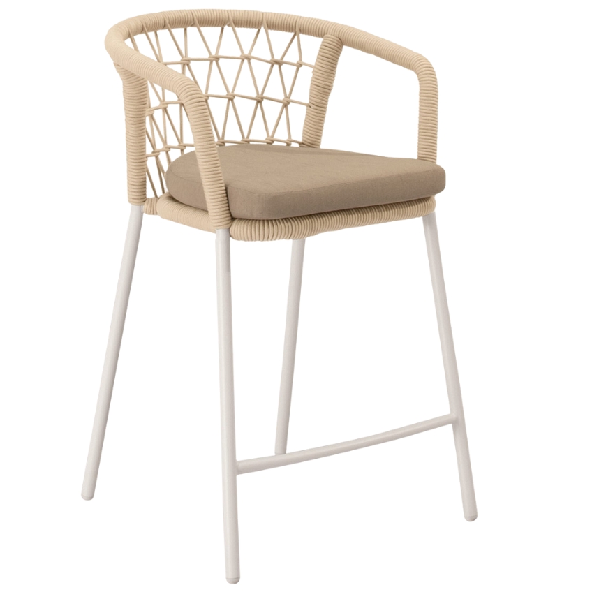 Somcasa Béžová kovová barová židle Edwin s bílou podnoží 65 cm Somcasa