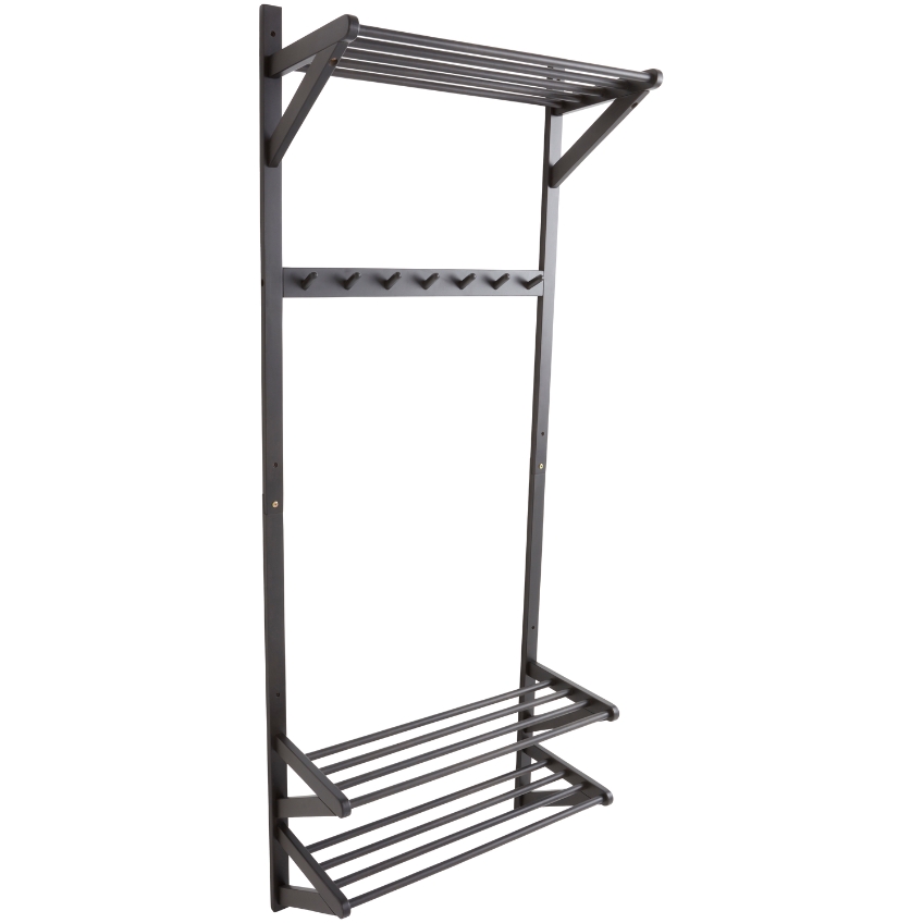 Jotex Černý dřevěný nástěnný věšák COLE 190 x 75 cm Jotex