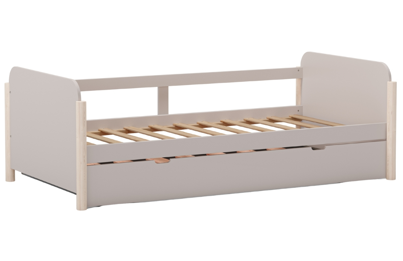 Marckeric Krémová dřevěná rozkládací postel Enola 90 x 190 cm Marckeric