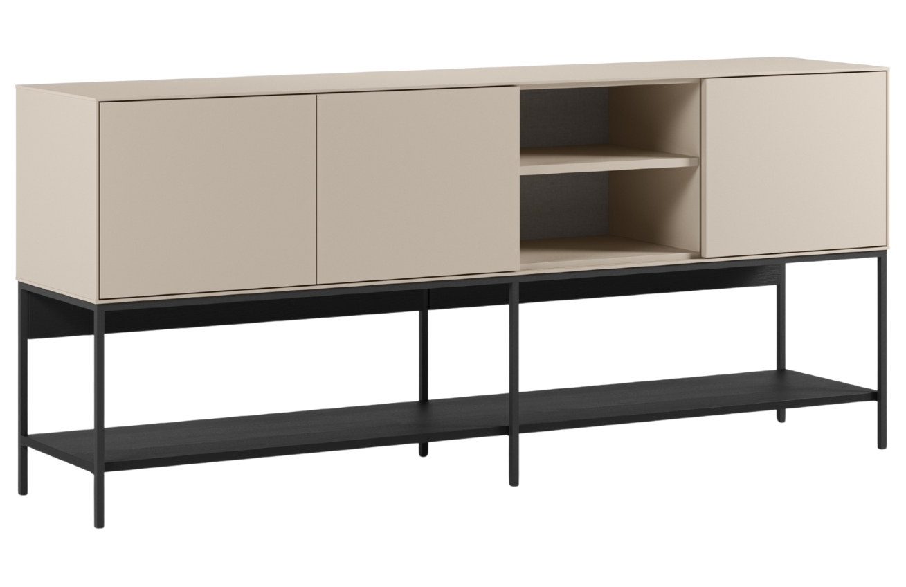 Marckeric Krémově-černá lakovaná komoda Amira 180 x 40 cm Marckeric