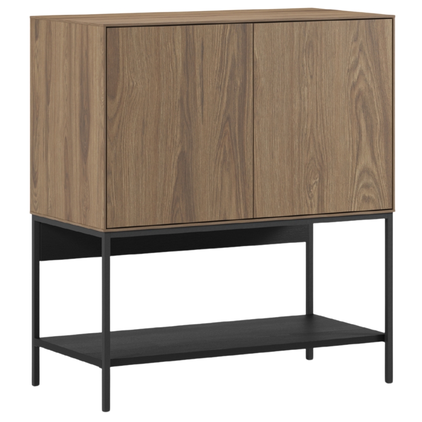 Marckeric Hnědo-černá komoda Amira 80 x 40 cm s dubovým dekorem Marckeric