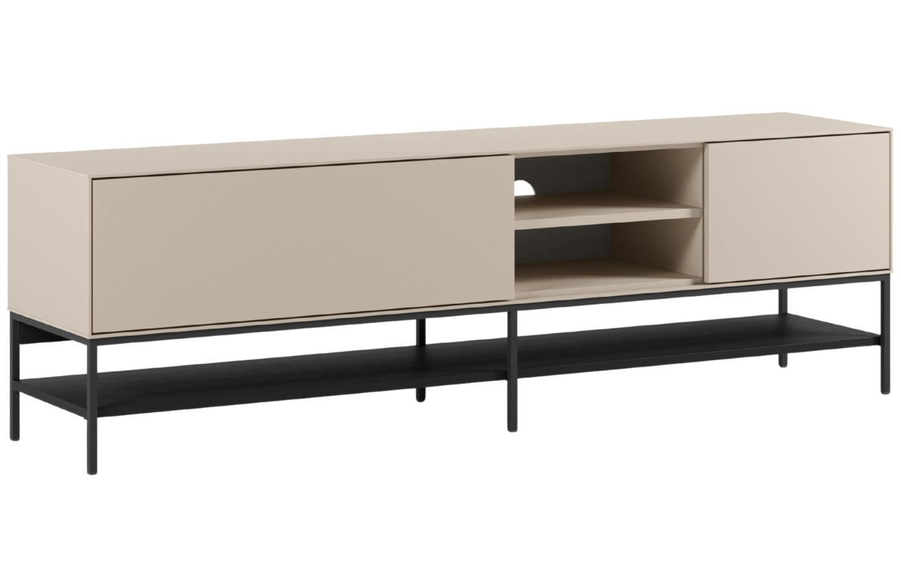 Marckeric Krémově-černý lakovaný TV stolek Amira 180 x 35 cm Marckeric