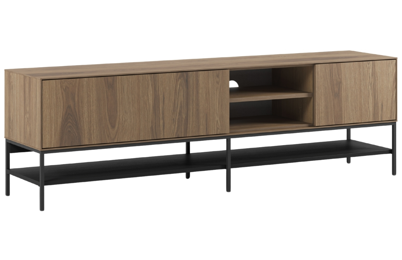 Marckeric Hnědo-černý TV stolek Amira 180 x 35 cm s dubovým dekorem Marckeric