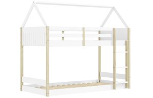 Marckeric B&iacute;l&aacute; dřevěn&aacute; dvoupatrov&aacute; postel Sila 90 x 190 cm Marckeric