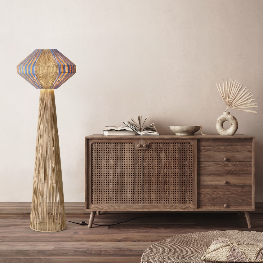 Nova Luce Modrá stojací lampa Abby 152 cm Nova Luce