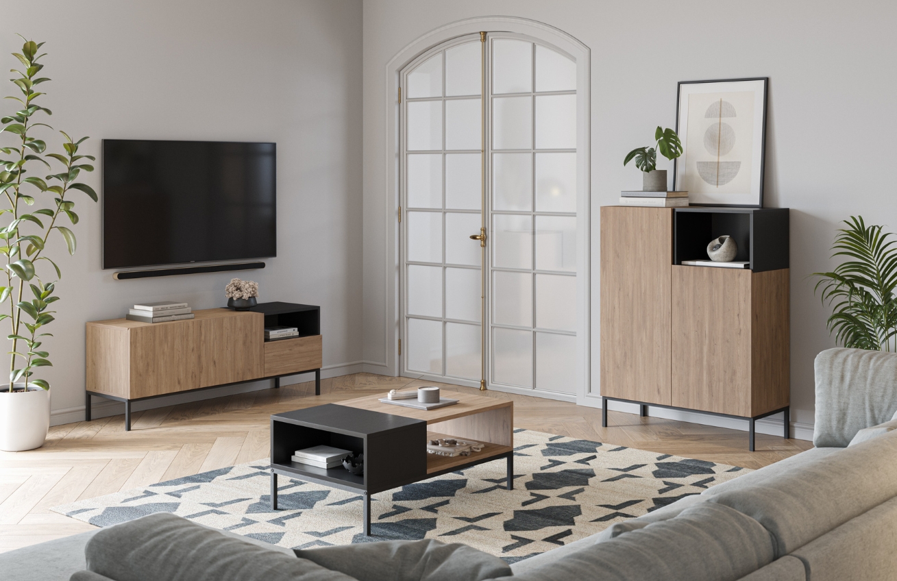 Marckeric Komoda Cailin 90 x 40 cm s dřevěným dekorem Marckeric