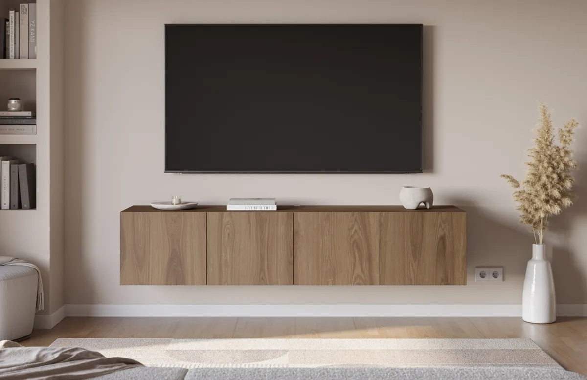 Marckeric Hnědý TV stolek Daroca 180 x 35 cm s dubovým dekorem