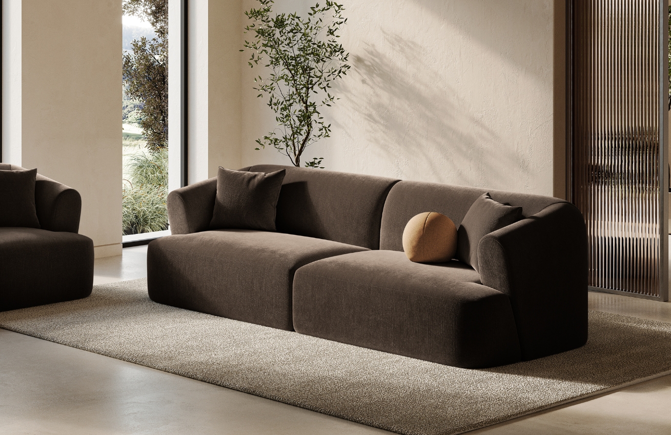 Cosmopolitan Design Tmavě hnědá sametová trojmístná pohovka Campi 220 cm Cosmopolitan Design