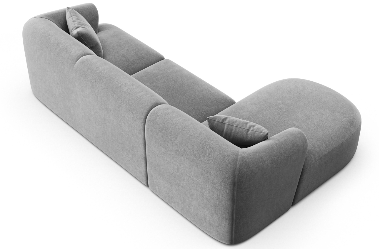 Cosmopolitan Design Šedá sametová rohová pohovka Campi 256 cm