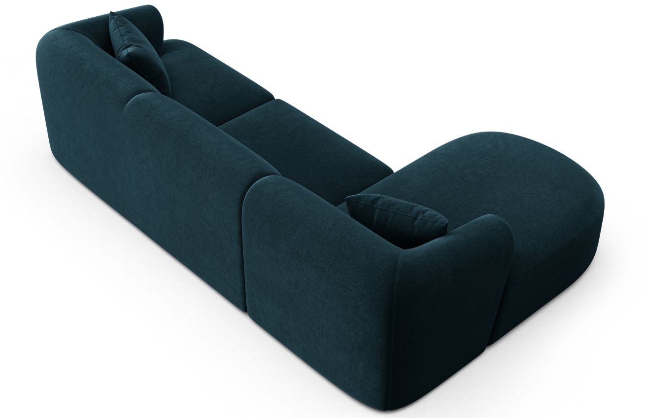 Cosmopolitan Design Petrolejově modrá sametová rohová pohovka Campi 256 cm