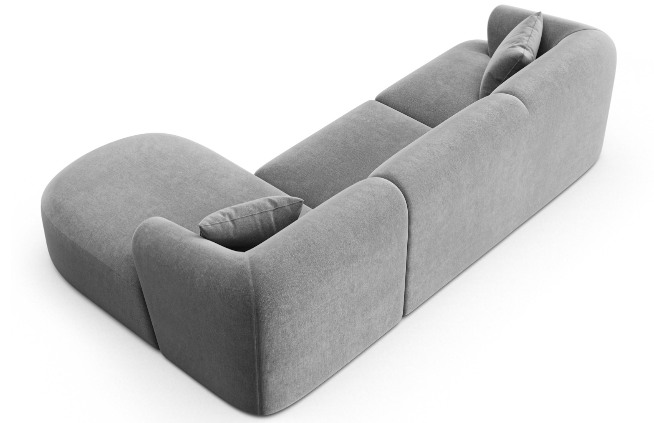 Cosmopolitan Design Šedá sametová rohová pohovka Campi 256 cm