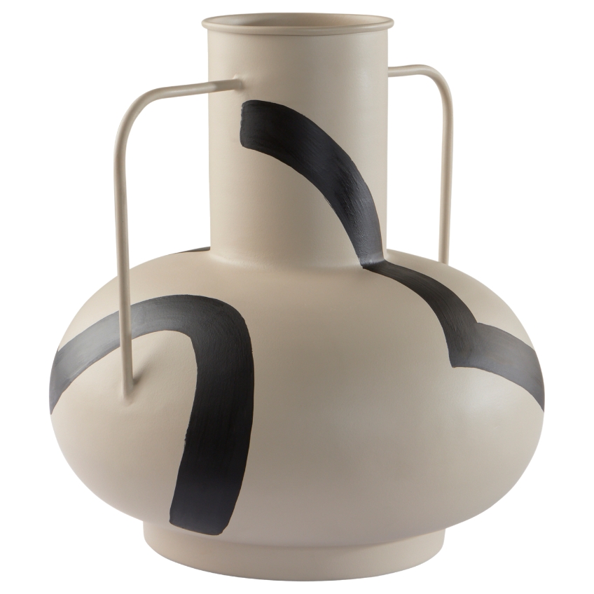 Jotex Béžovo-černá kovová váza VEGA 30 cm Jotex