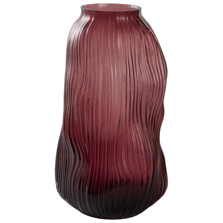 Jotex Bordová skleněná váza FORS 30 cm Jotex