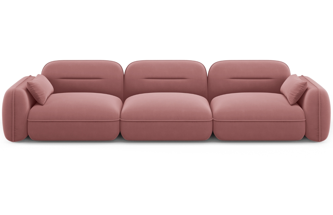 Cosmopolitan Design Růžová sametová čtyřmístná pohovka Sydney 320 cm Cosmopolitan Design