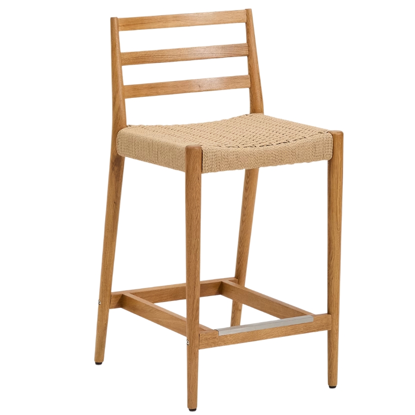 Kave Home Dubová barová židle Analy 65 cm s výpletem Kave Home