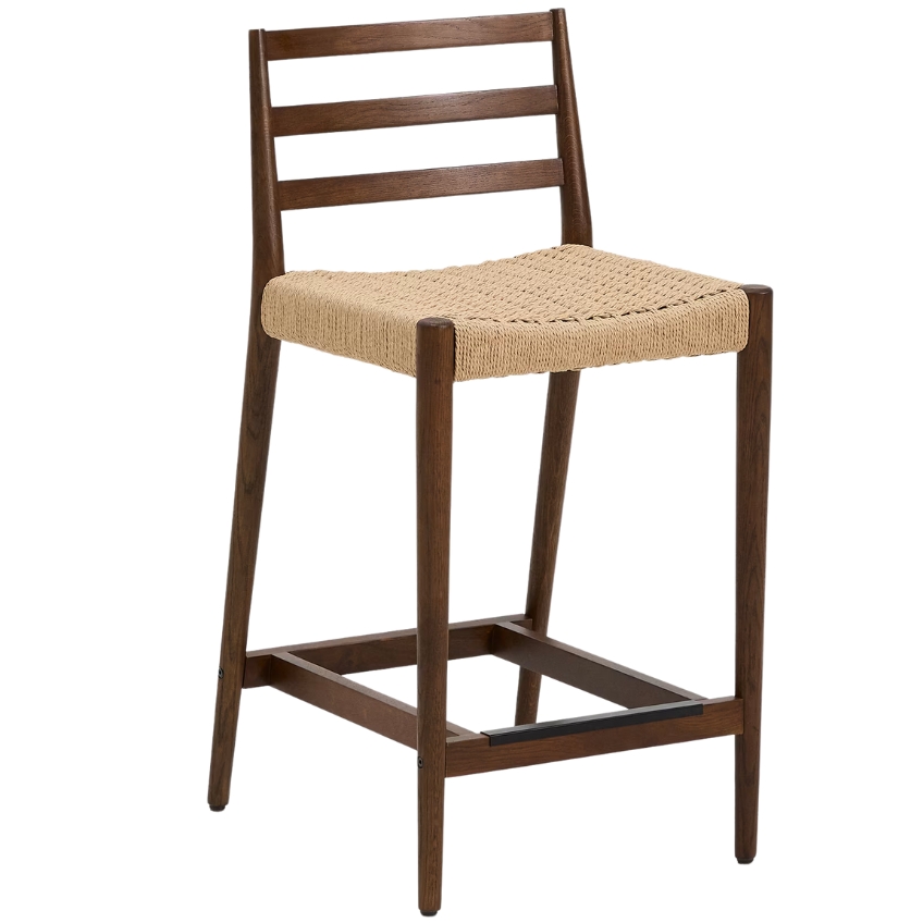 Kave Home Ořechová barová židle Analy 65 cm s výpletem Kave Home