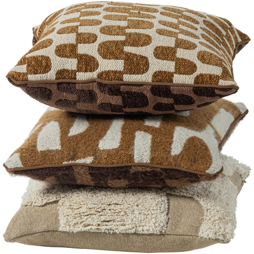 WOOOD Set tří hnědo-béžových polštářů Fayden WOOOD