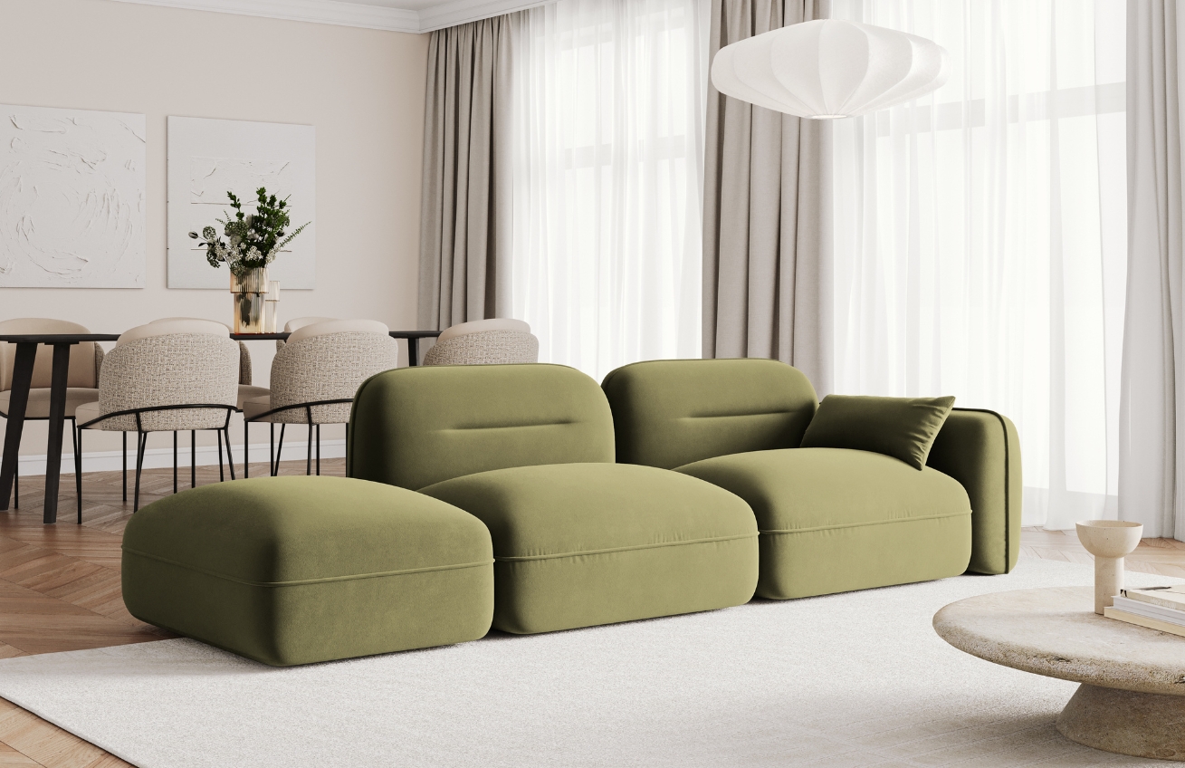 Cosmopolitan Design Zelená sametová trojmístná pohovka Sydney 295 cm