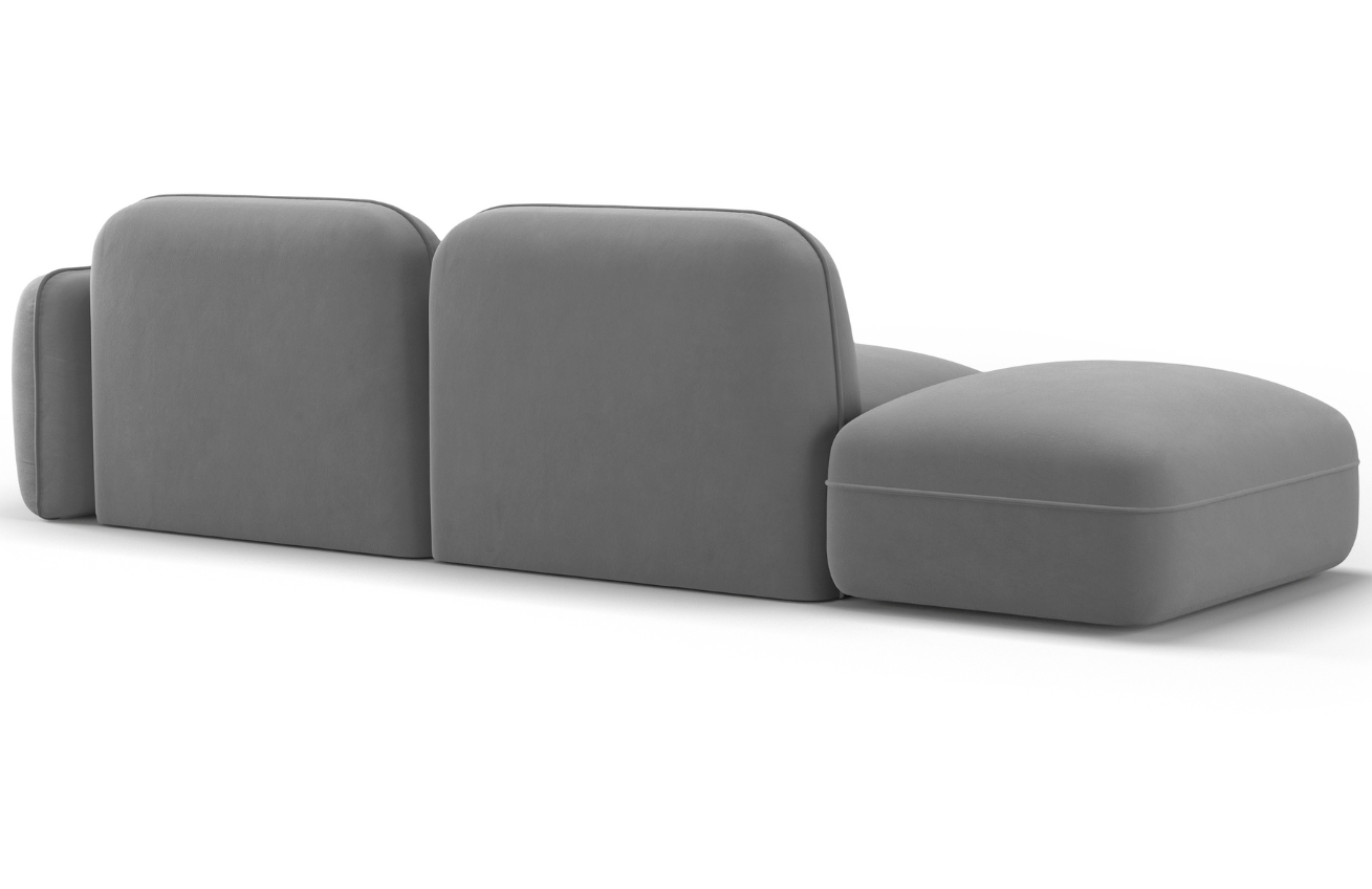 Cosmopolitan Design Šedá sametová trojmístná pohovka Sydney 295 cm