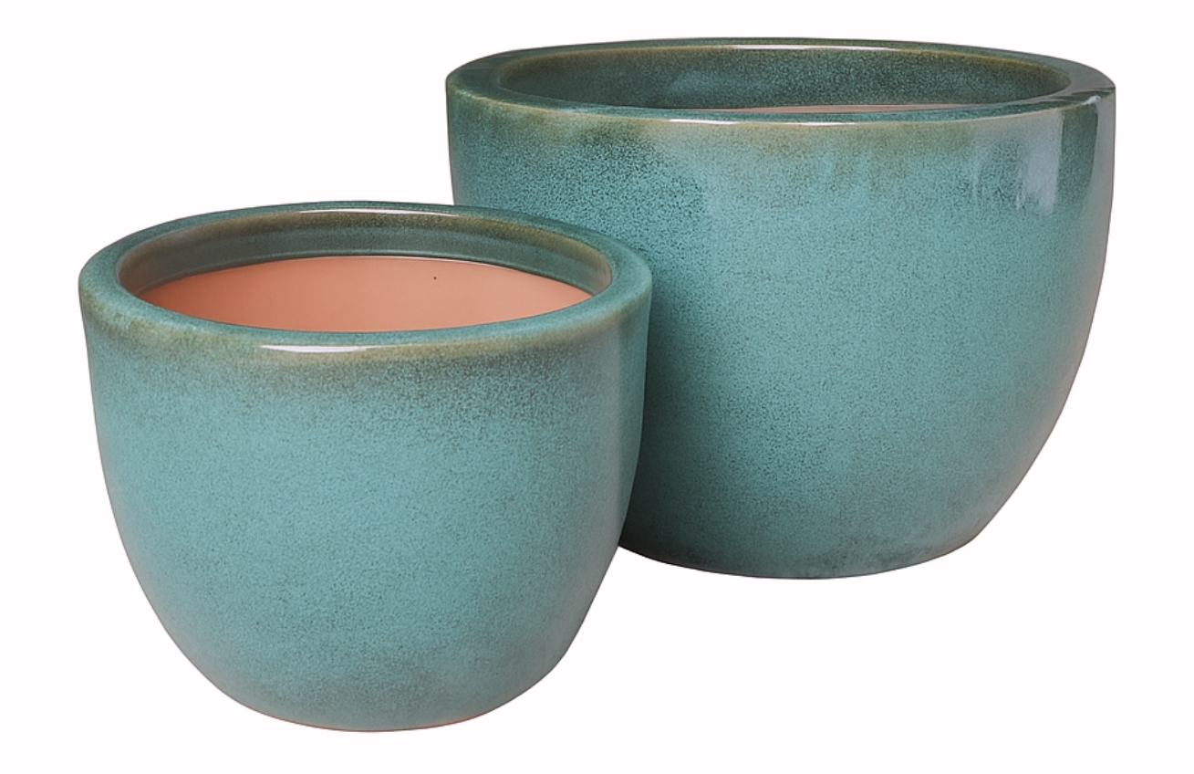 Nordic Living Set dvou zelených keramických zahradních květináčů Burnley Ø 21/30 cm Nordic Living