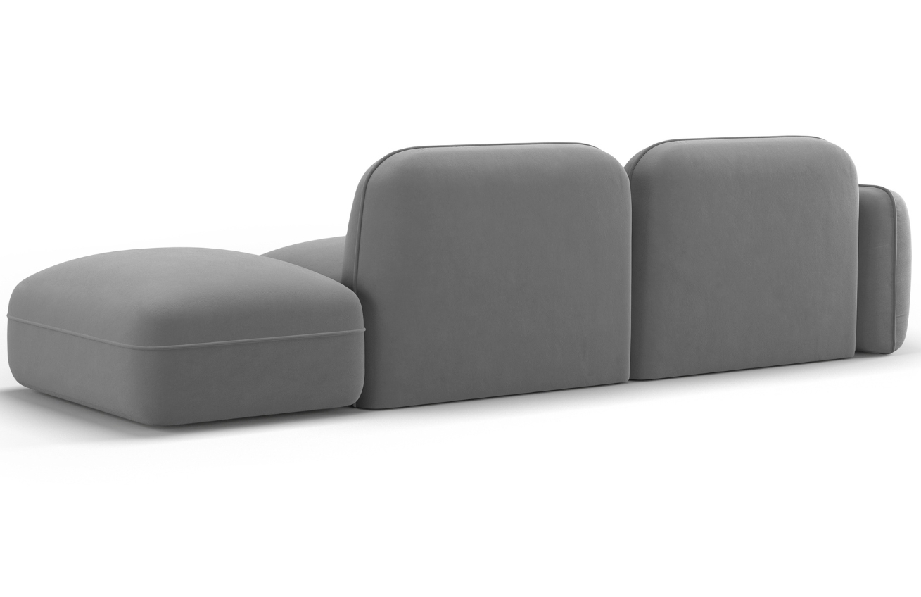Cosmopolitan Design Šedá sametová trojmístná pohovka Sydney 295 cm