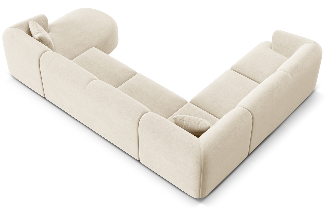 Cosmopolitan Design Světle béžová sametová rohová pohovka Campi 330 cm