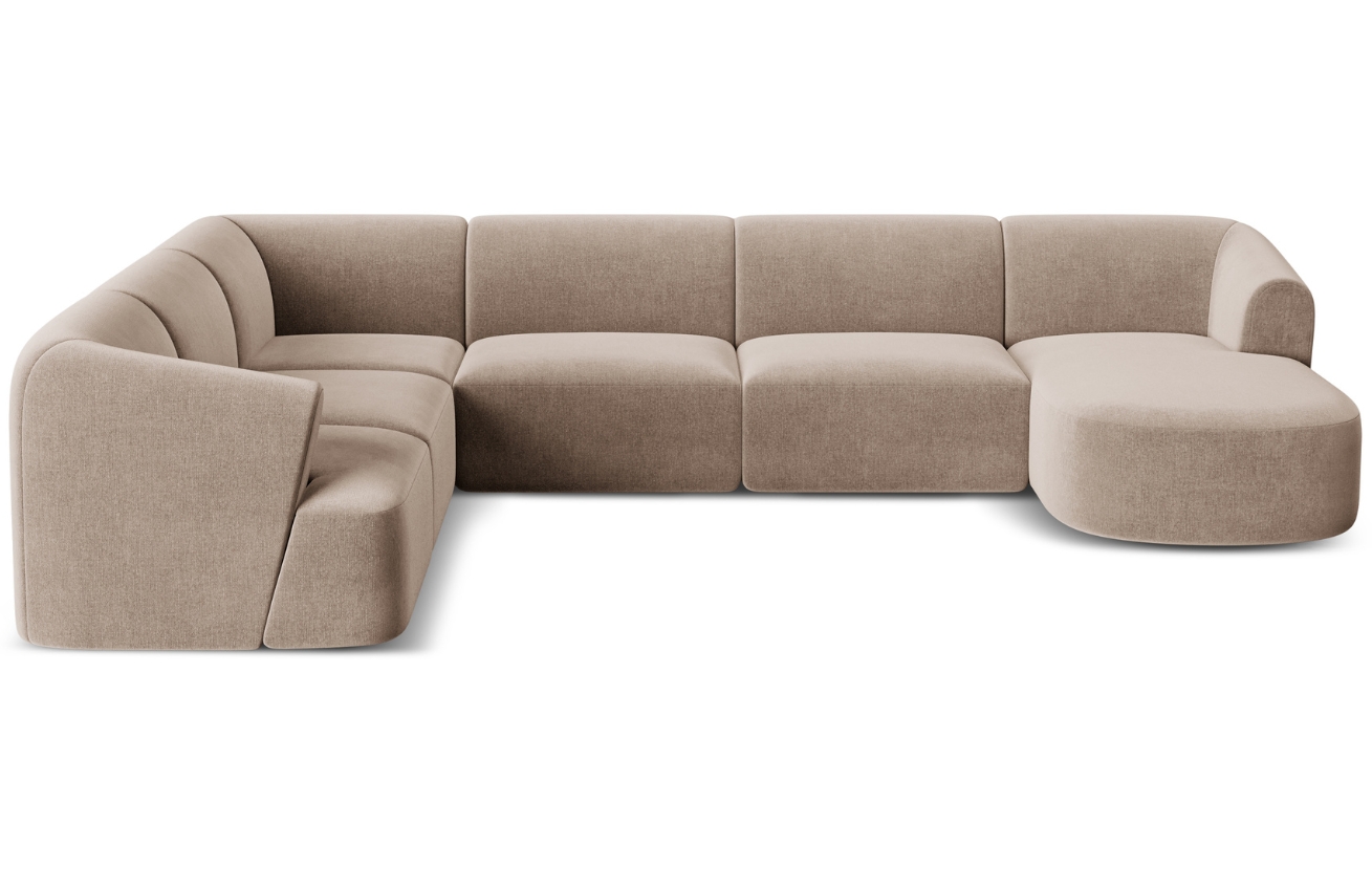 Cosmopolitan Design Béžová sametová rohová pohovka Campi 330 cm