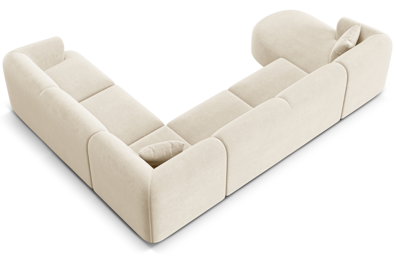 Cosmopolitan Design Světle béžová sametová rohová pohovka Campi 330 cm