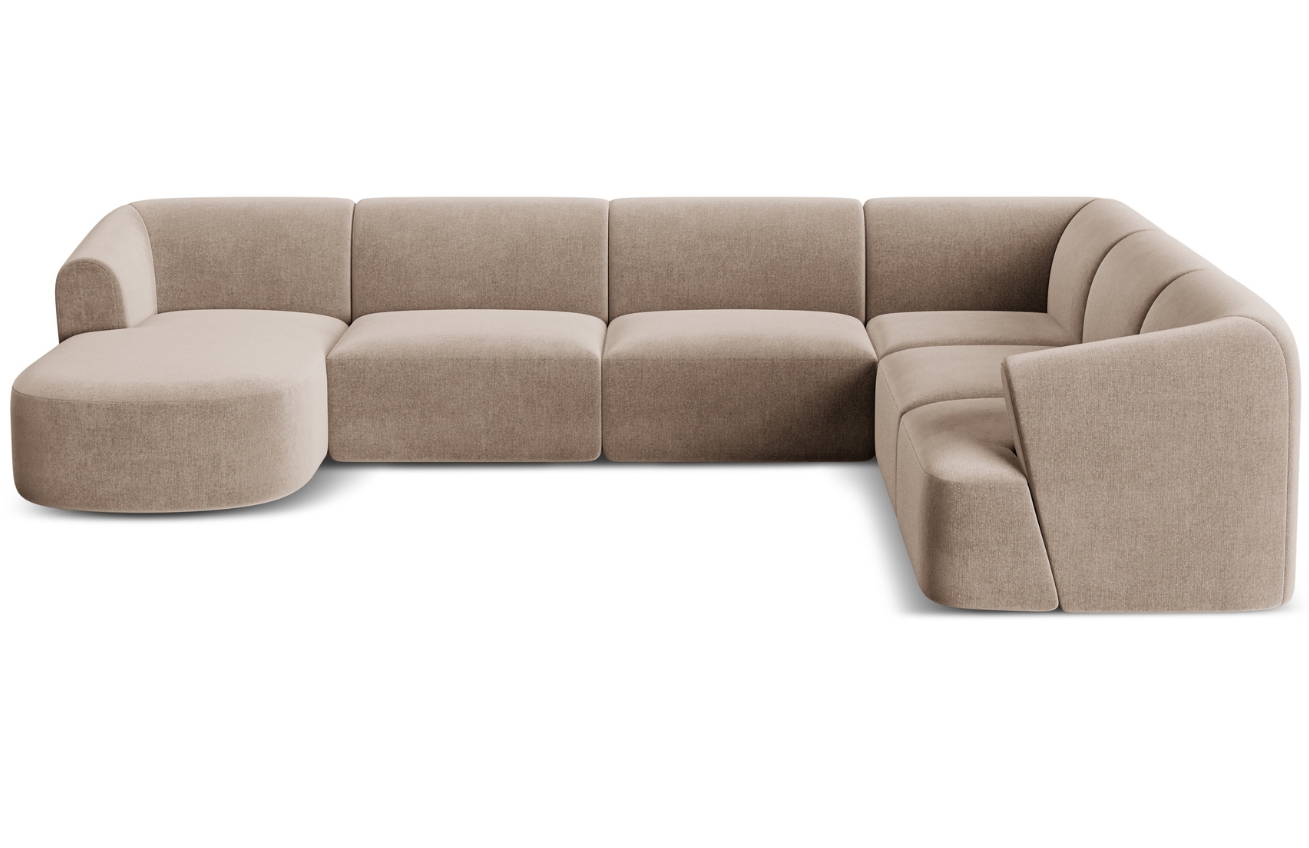 Cosmopolitan Design Béžová sametová rohová pohovka Campi 330 cm