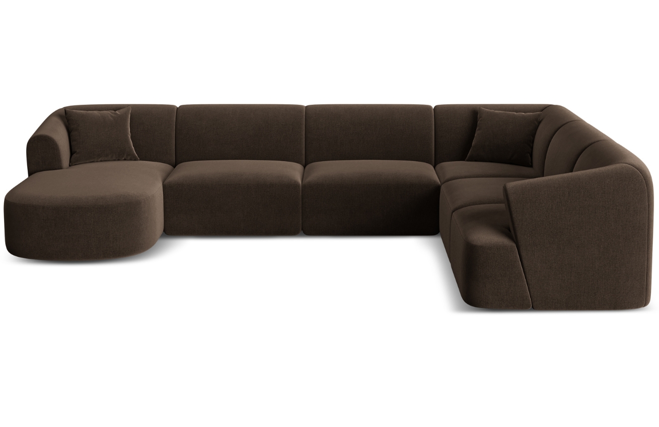 Cosmopolitan Design Tmavě hnědá sametová rohová pohovka Campi 330 cm