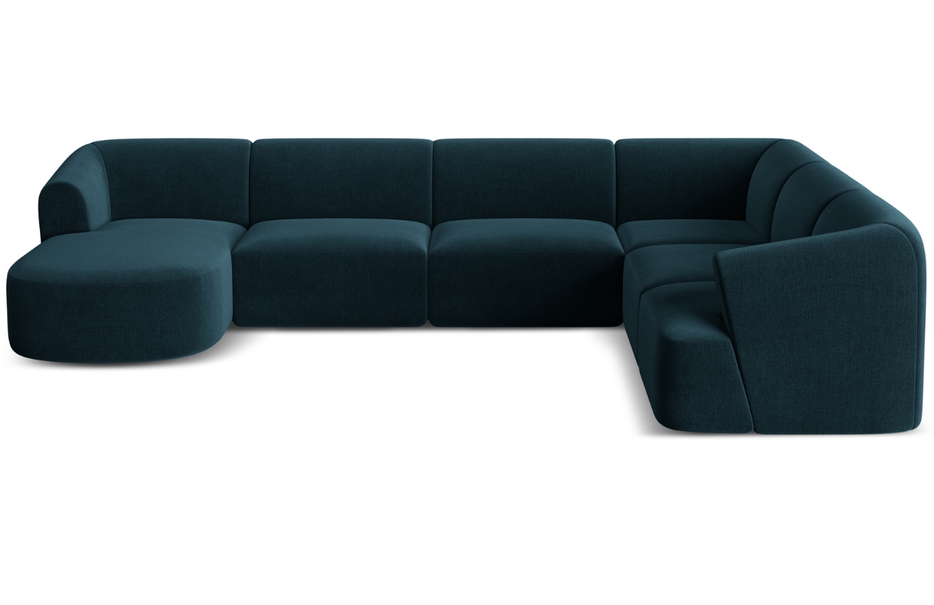 Cosmopolitan Design Petrolejově modrá sametová rohová pohovka Campi 330 cm