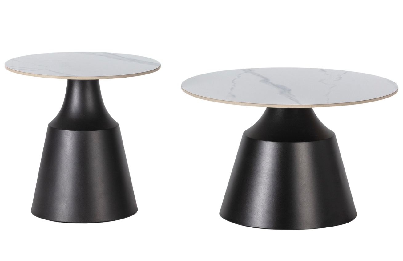 Marckeric Set konferenčních stolků Riley 50/70 cm s mramorovým dekorem Marckeric