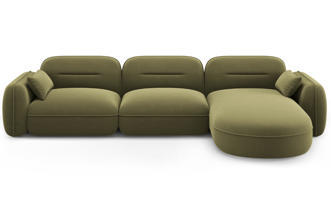 Cosmopolitan Design Zelená sametová rohová pohovka Sydney 320 cm