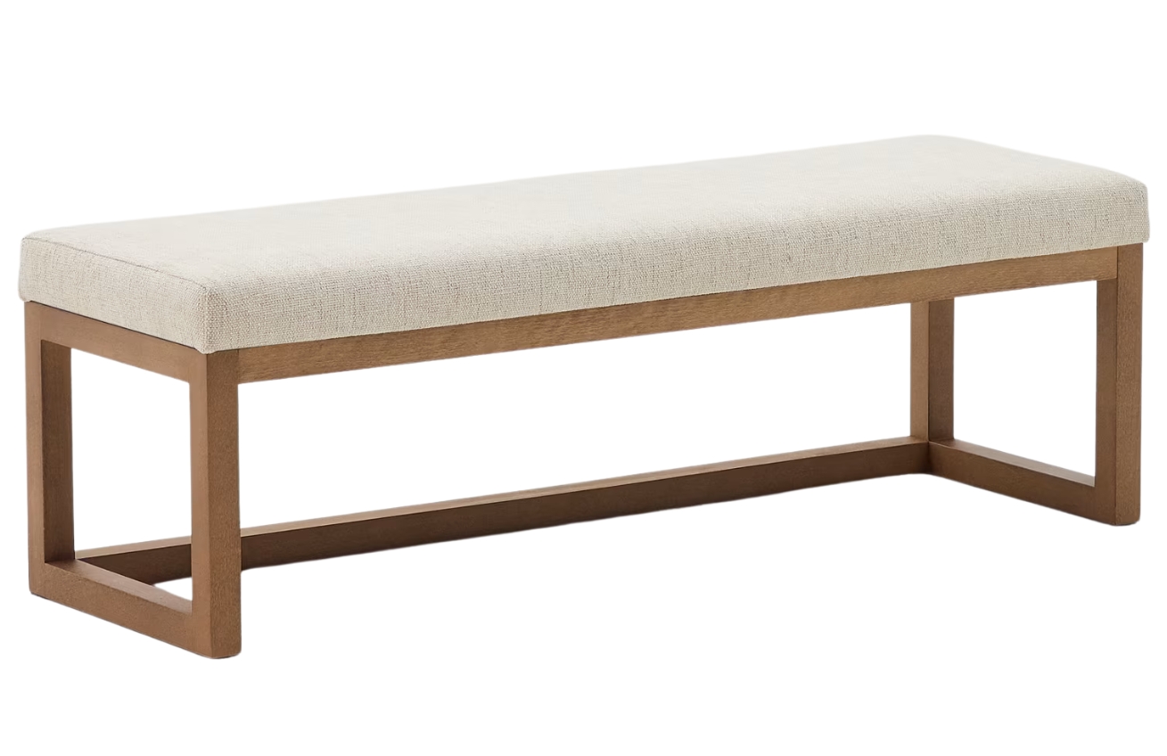 Kave Home Ořechová lavice Loya 128 cm s béžovým sedákem Kave Home