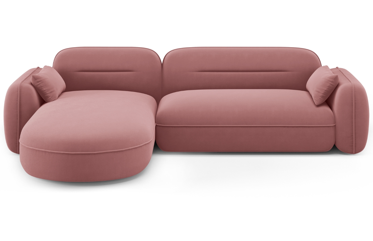 Cosmopolitan Design Růžová sametová rohová pohovka Sydney 275 cm