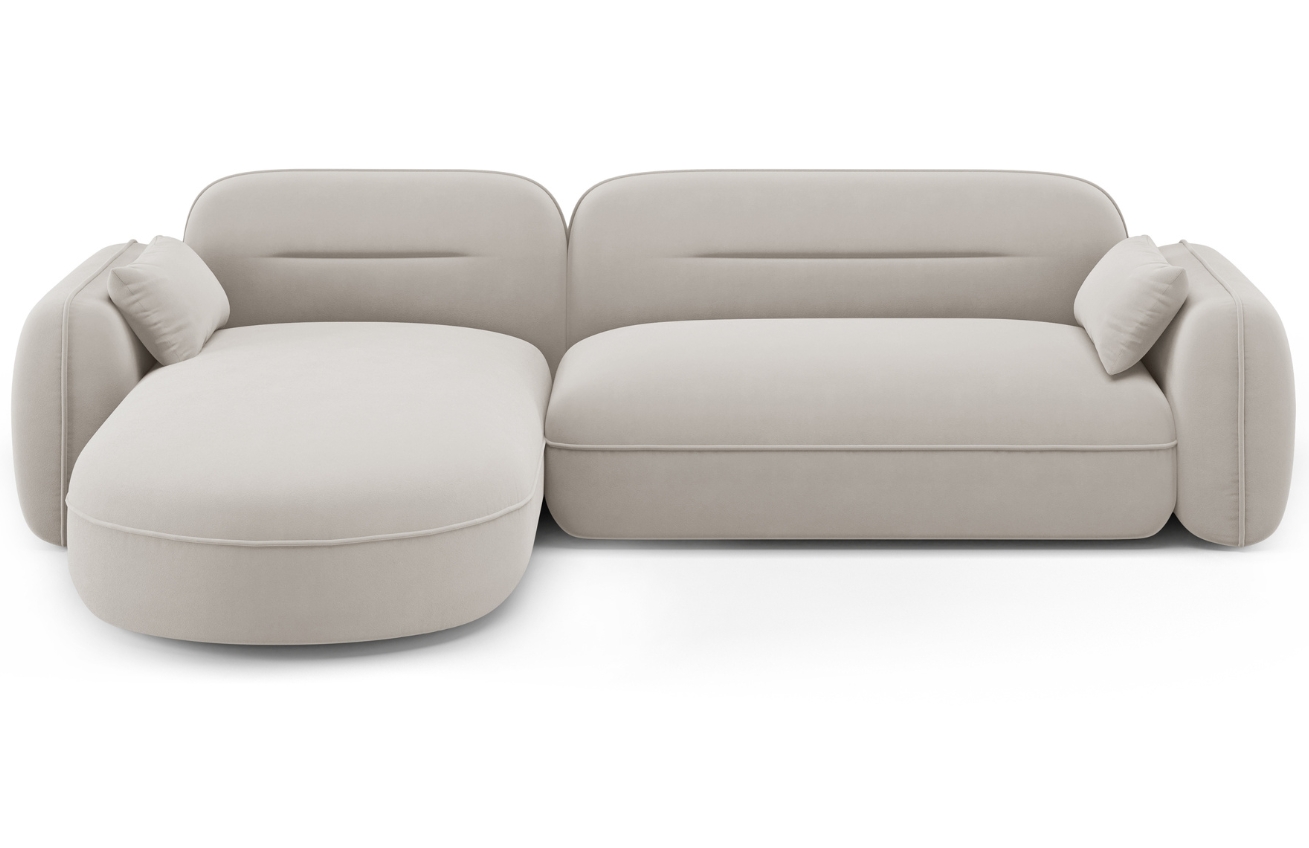 Cosmopolitan Design Světle béžová sametová rohová pohovka Sydney 275 cm