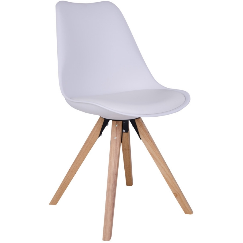 Nordic Living Bílá plastová jídelní židle Helgi s přírodní podnoží Nordic Living