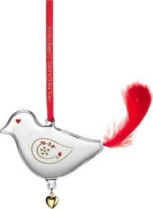 Skleněná ručně foukaná vánoční ozdoba 7 cm Ann-Sofi Romme Annual Christmas Bird 2025 – Holmegaard Holmegaard