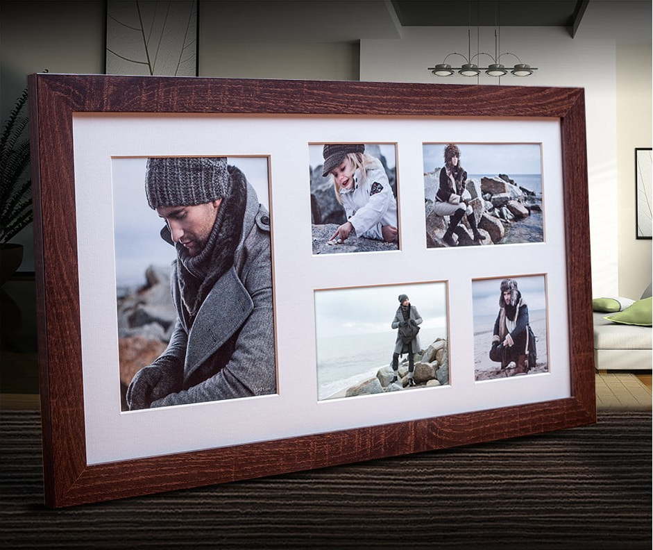 Tmavě hnědý rámeček na 5 fotografií Styler Narvik