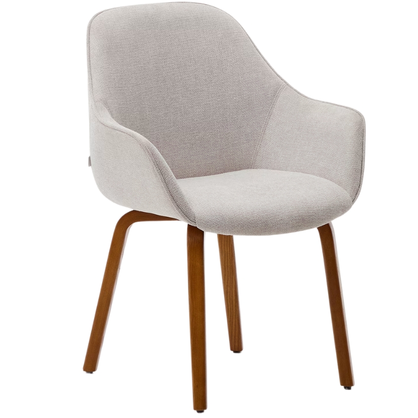 Béžová čalouněná jídelní židle Kave Home Aleli s ořechovou podnoží Kave Home