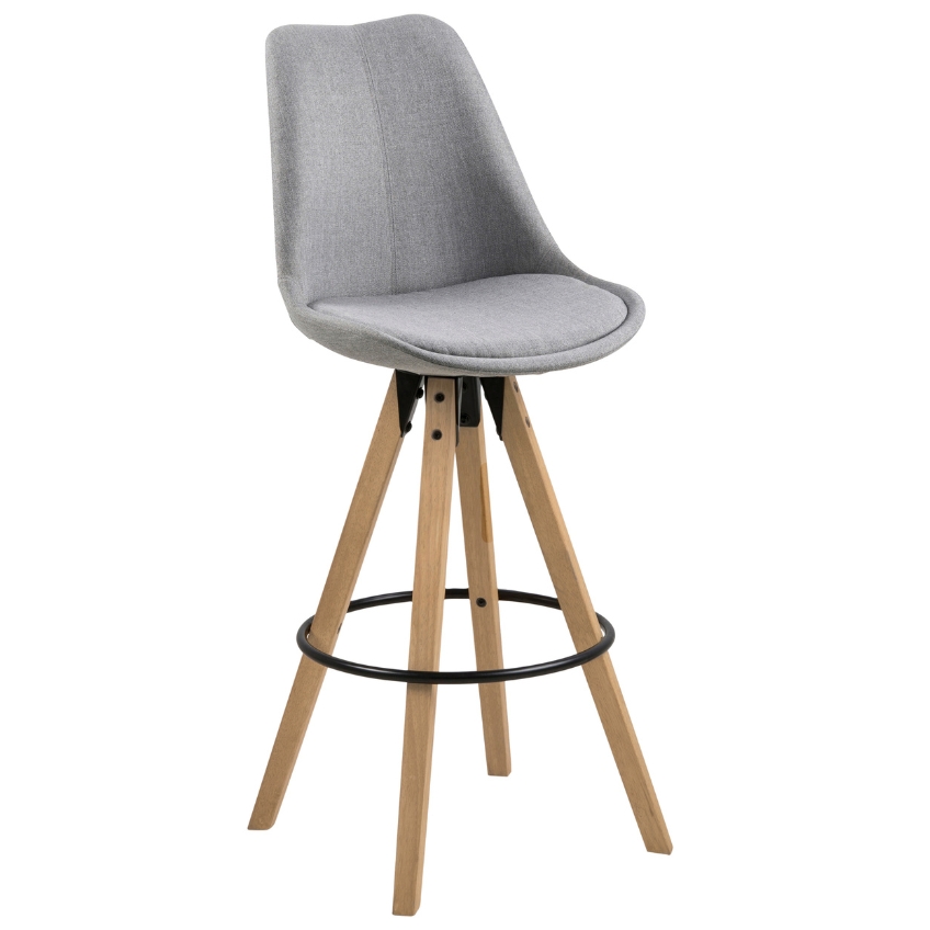 Scandi Světle šedá čalouněná barová židle Dima 75 cm Scandi