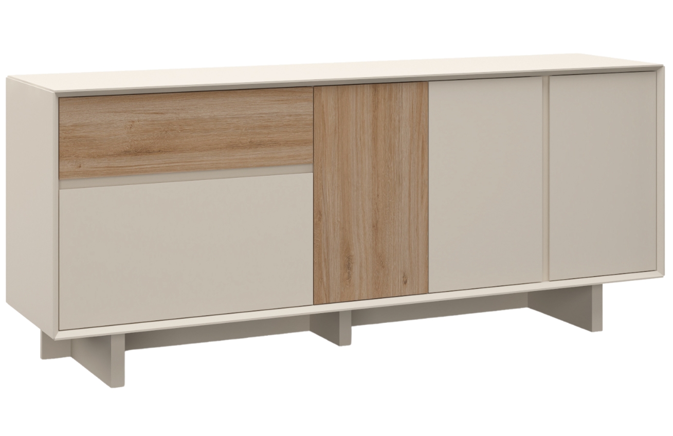 Marckeric Béžová komoda Carpi 180 x 45 cm s dubovým dekorem Marckeric