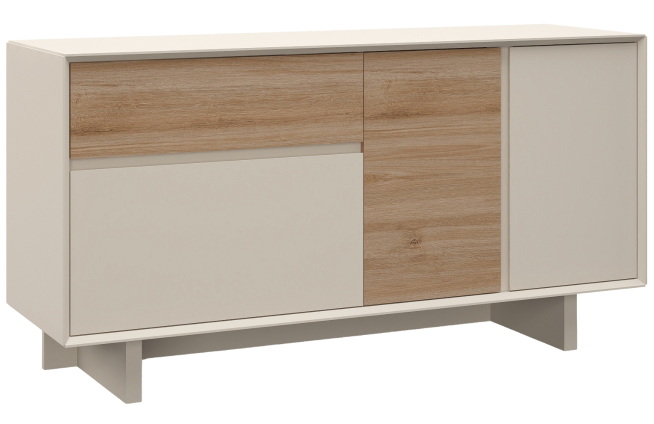 Marckeric Béžová komoda Carpi 146 x 45 cm s dubovým dekorem Marckeric