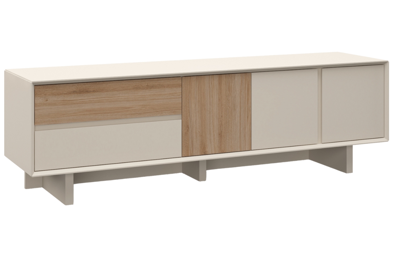 Marckeric Béžový TV stolek Carpi 180 x 45 cm s dubovým dekorem Marckeric