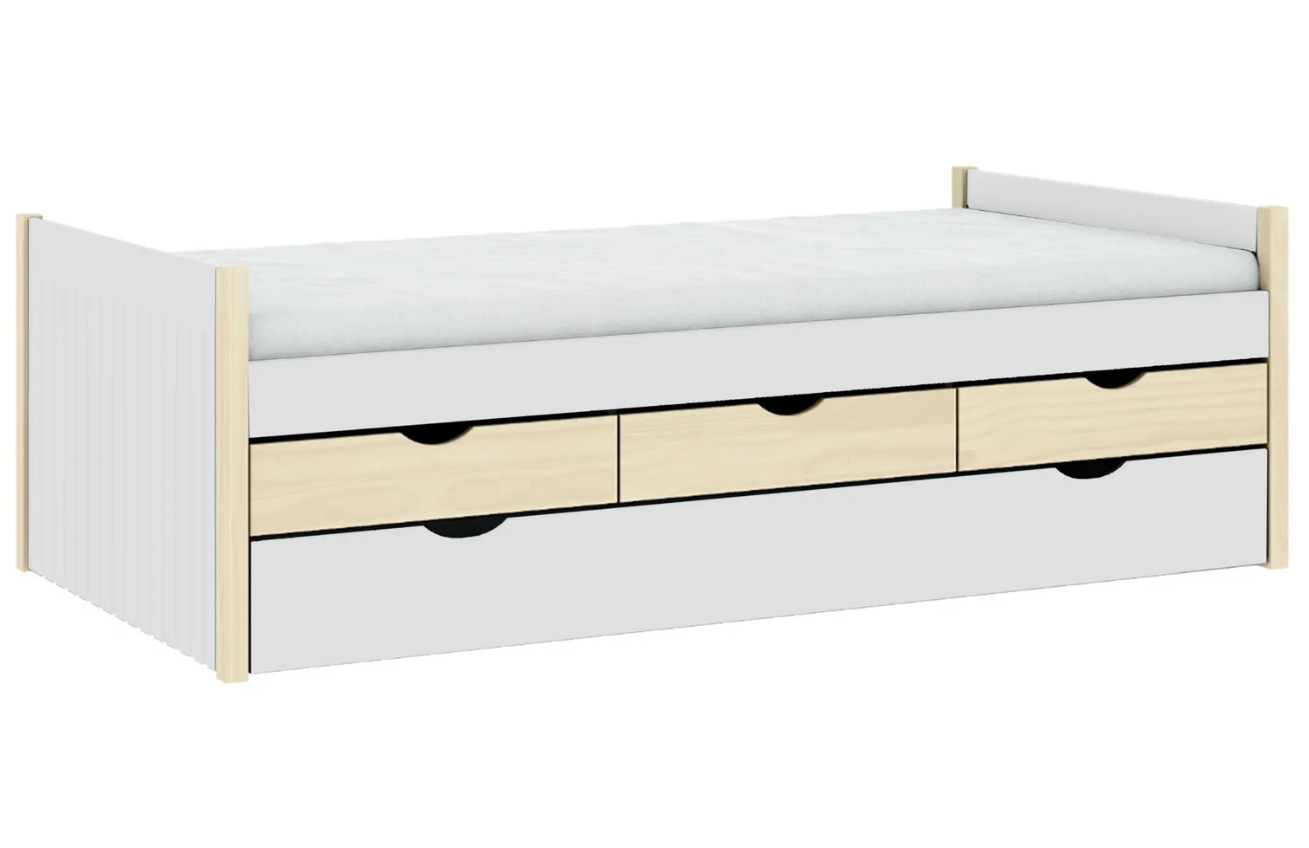 Marckeric Bílá dřevěná rozkládací postel Valka 90 x 190 cm Marckeric