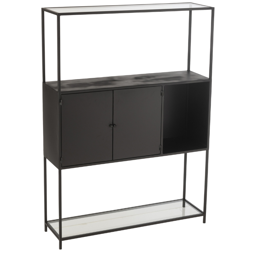 J-line Černý kovový regál Rectangle 126 x 90 cm J-line