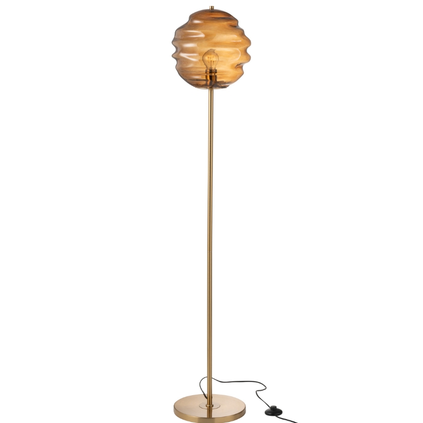 J-line Hnědá skleněná stojací lampa Honeycomb 156 cm J-line