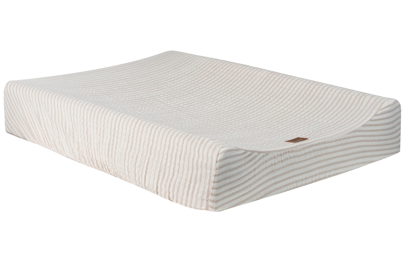 Bílo-béžový mušelínový potah na přebalovací podložku Quax Natural 70 x 50 cm Quax