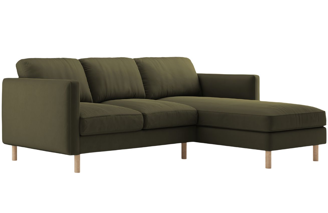 Micadoni Zelená sametová rohová pohovka Eden 223 cm