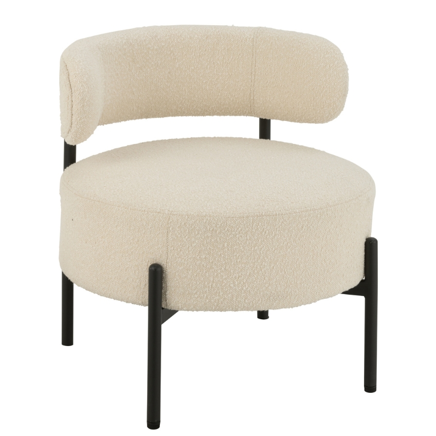 J-line Bílé bouclé křeslo Fluffy J-line